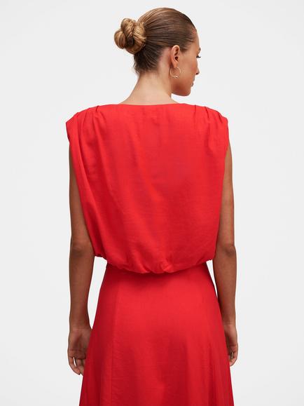 Forever New Naia Linen Blend Bubble Hem Top - view 2, Cherry Tomato Co-ord