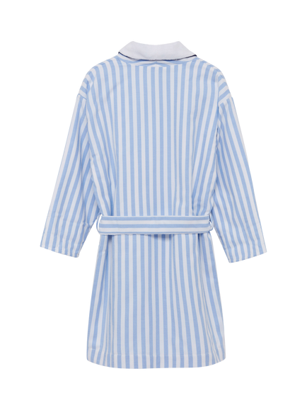Trotters Kids' Felix Stripe Dressing Gown, Mid Blue/White - view 2, Mid Blue/White