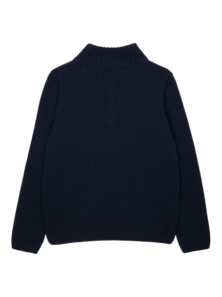 Trotters Kids' Benji Beagle Half Zip Jumper, Navy/Multi - view 2, Navy/Multi