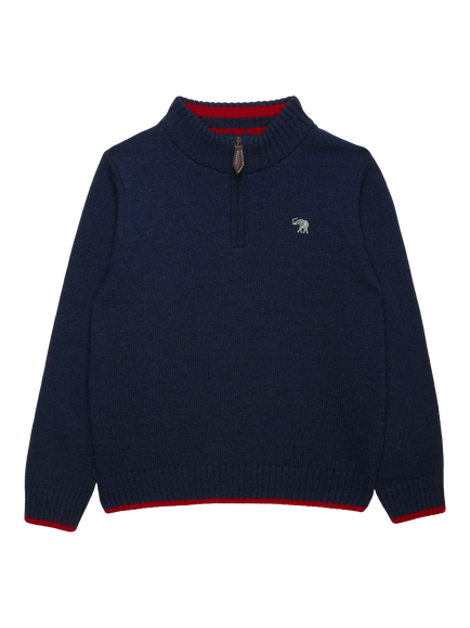 Trotters Kids' Wool Blend Half Zip Jumper, Navy, Navy