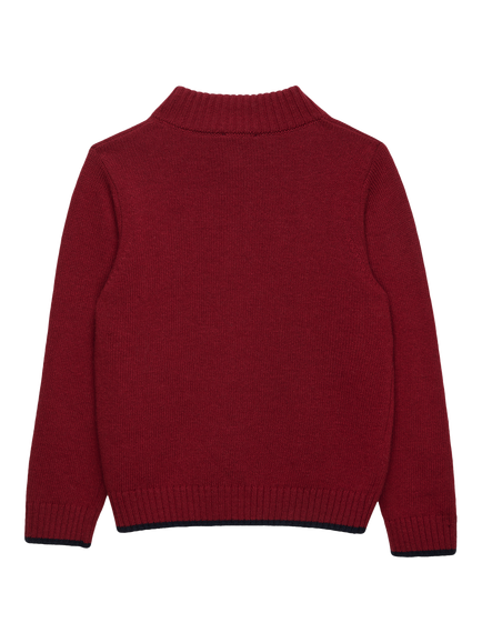Trotters Kids' Calum Half-Zip Jumper, Red - view 2, Red
