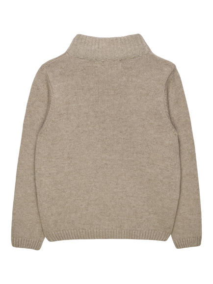 Trotters Kids' Charles Car Half Zip Jumper, Oatmeal - view 2, Oatmeal