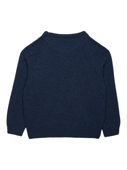 Trotters Kids' Wool Blend Drum Kit Jumper, Navy - view 2, Navy