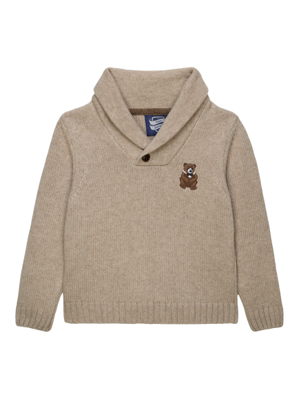 Trotters Kids' Timothy Teddy Shawl Collar Jumper, Oatmeal, Oatmeal