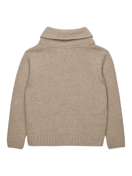 Trotters Kids' Timothy Teddy Shawl Collar Jumper, Oatmeal - view 2, Oatmeal