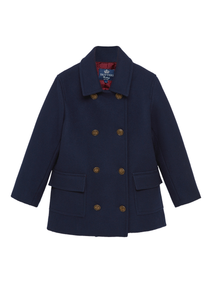 Trotters Kids' Pure Wool Pea Coat, Navy, Navy