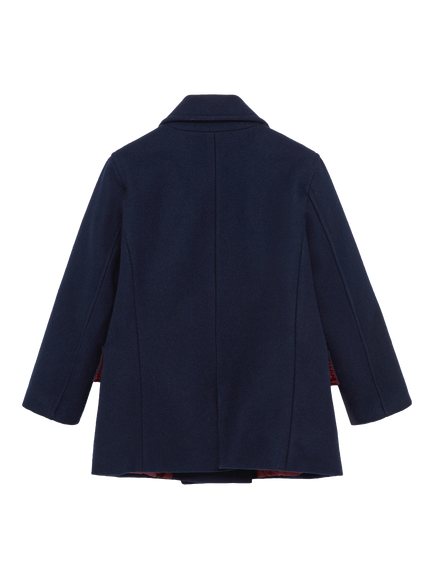 Trotters Kids' Pure Wool Pea Coat, Navy - view 2, Navy