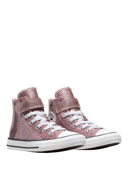 Converse Chunk Taylor All Star Glitter Sequin Shine Trainers, Petal Pit - view 2, Petal Pit