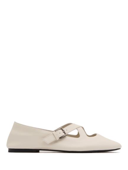 St. Agni Leather Ballerina Pump, Off White, Off White