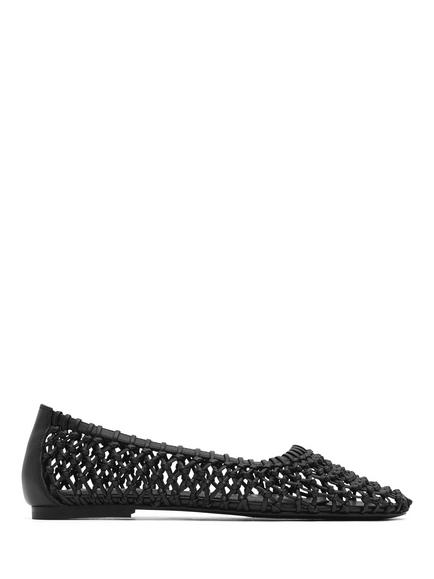 St. Agni Woven Leather Ballerina Pumps, Black, Black