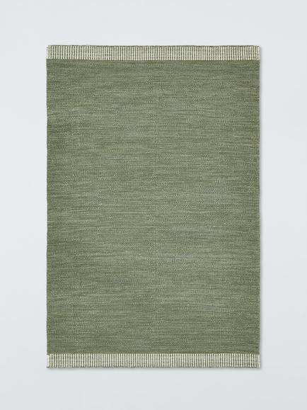 John Lewis Flatwoven Border Hand Woven Wool Rich Runner Rug, Green