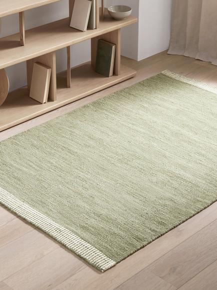 John Lewis Flatwoven Border Hand Woven Wool Rich Runner Rug - view 2, Green