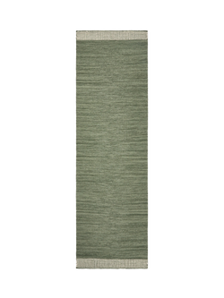 John Lewis Flatwoven Border Hand Woven Wool Rich Runner Rug, Green