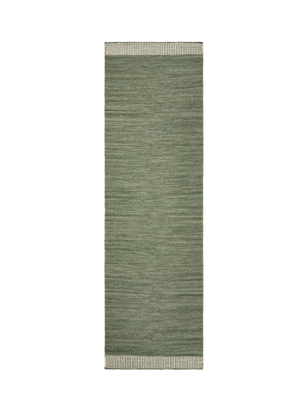 John Lewis Flatwoven Border Hand Woven Wool Rich Runner Rug, Green