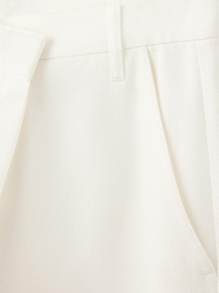 Mango Asymmetric Low Rise Cotton Trousers, White - view 2, White