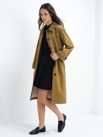 French Connection Solene Longline Belted Trench Coat, Olive Khaki/Pink - view 2, Olive Khaki/Pink