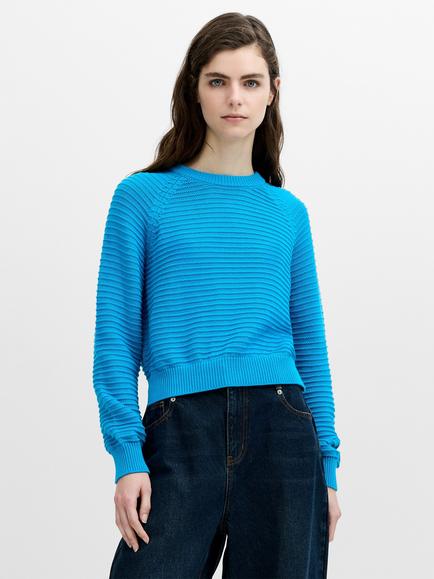 French Connection Lily Mozart Purl Knit Jumper, Pacific Blue