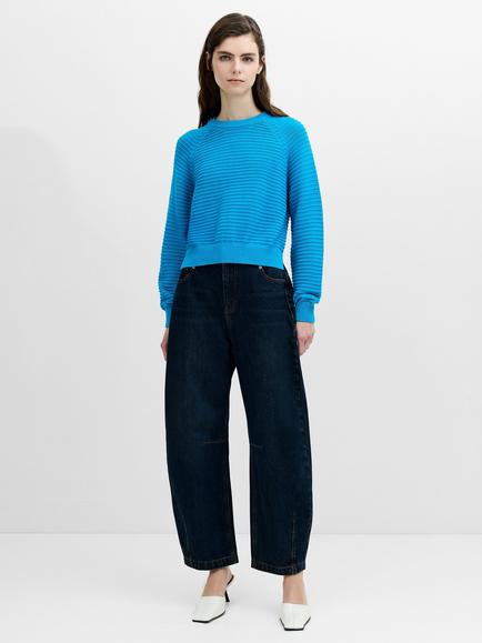 French Connection Lily Mozart Purl Knit Jumper - view 2, Pacific Blue