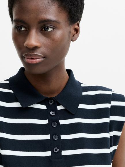 French Connection Kea Striped Knit Vest, Navy/Winter White - view 2, Navy/Winter White