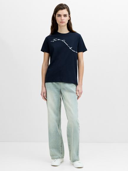 French Connection Love of My Life T-Shirt, New Navy/Linen White - view 2, New Navy/Linen White