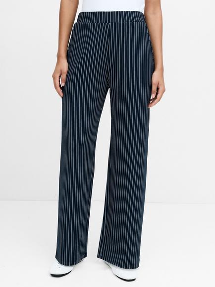 French Connection Wren Pinstripe Wide Leg Trousers, Navy/White - view 2, Navy/White