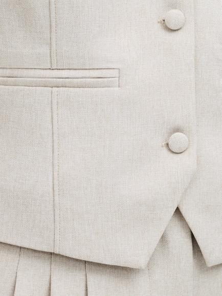 French Connection Misha Tailored Fitted Waistcoat, Stone Neutral - view 2, Stone Neutral