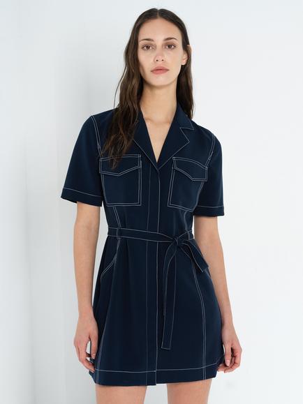 French Connection Azra Belted Mini Dress, New Navy, New Navy