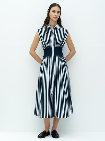 French Connection Cambria Striped Shirt Dress, New Navy/White, New Navy/White