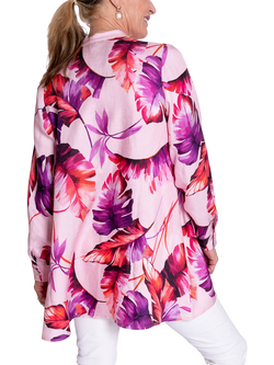 chesca Tropical Leaf Print Blouse, Pink/Fuchsia - view 2, Pink/Fuchsia