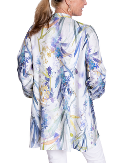 chesca Floral Meadow Print Long Sleeve Blouse, White/Blue - view 2, White/Blue