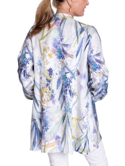 chesca Floral Meadow Print Long Sleeve Blouse, White/Blue - view 2, White/Blue