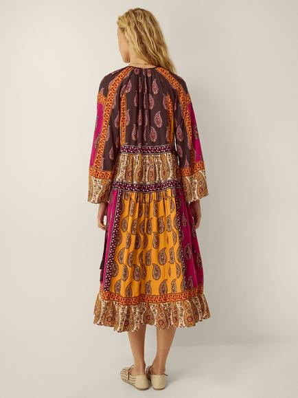 Monsoon Magdalena Paisley Print Midi Dress, Berry - view 2, Berry
