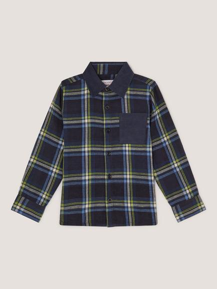 Monsoon Kids' Pure Cotton Long Sleeve Check Shirt, Blue, Blue
