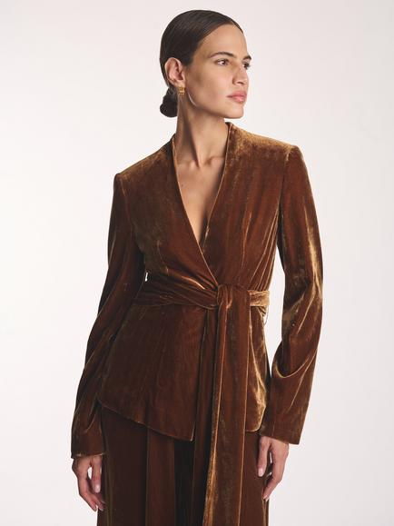 Amanda Wakeley Fitted Velvet Jacket, Bronze, Bronze