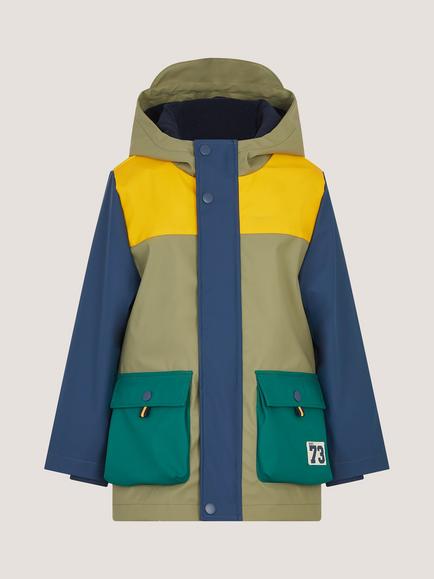 Monsoon Kids' Hooded Colour-Block Raincoat, Multi, Multi
