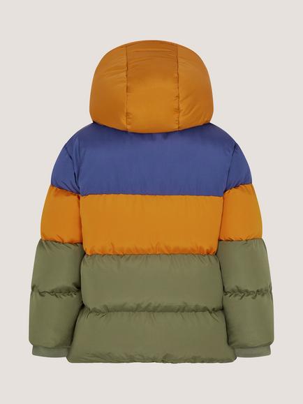 Monsoon Kids' Hooded Colour-Block Puffer Coat, Multi - view 2, Multi