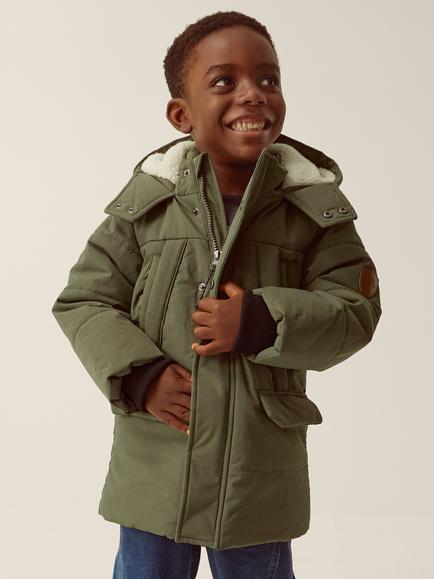 Monsoon Kids' Mid Length Puffer Jacket, Khaki, Khaki