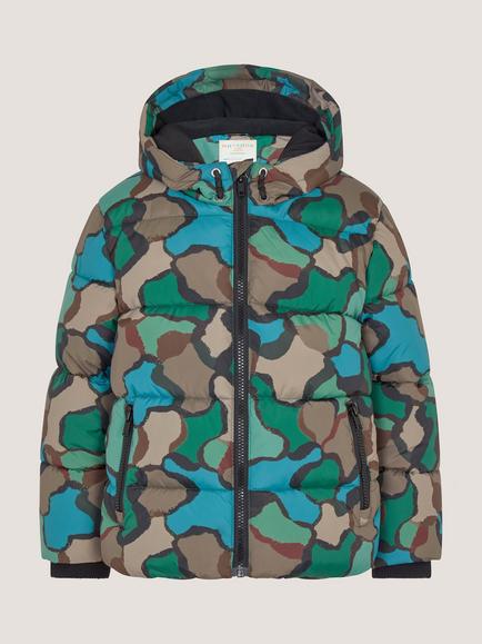 Monsoon Kids' Hooded Camo Puffer Coat, Multi, Multi