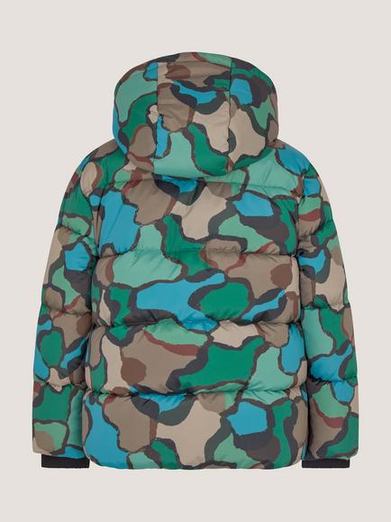 Monsoon Kids' Hooded Camo Puffer Coat, Multi - view 2, Multi