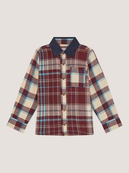 Monsoon Kids' Pure Cotton Long Sleeve Checked Shirt, Multi, Multi
