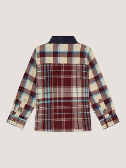 Monsoon Kids' Pure Cotton Long Sleeve Checked Shirt, Multi - view 2, Multi