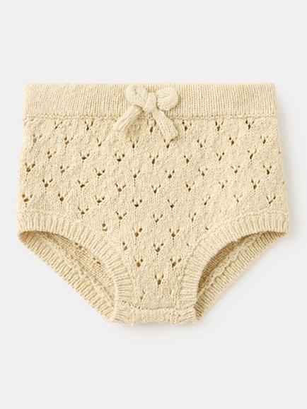 Mango Baby Pointelle Knit Bloomer Shorts, Mustard, Mustard