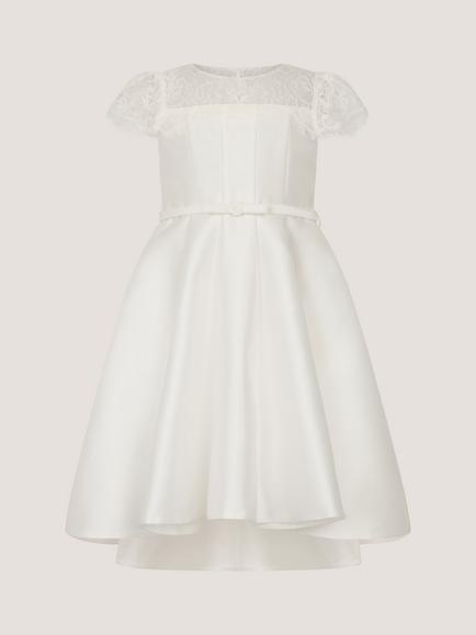 Monsoon Kids' Angelina Lace Satin Party Dress, Ivory, Ivory