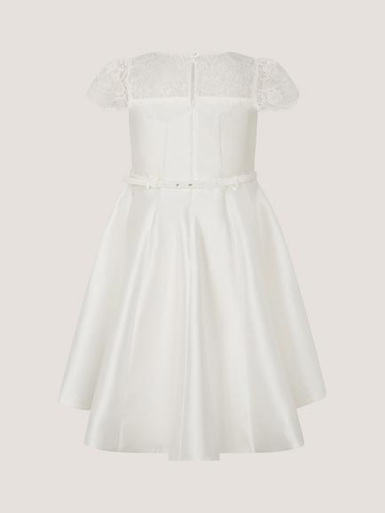 Monsoon Kids' Angelina Lace Satin Party Dress, Ivory - view 2, Ivory