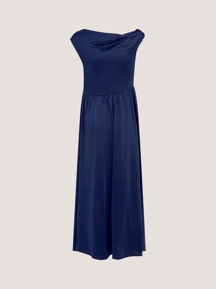 Monsoon Kids' Avery Cap Sleeve Cowl Neck Maxi Dress, Navy - view 2, Navy