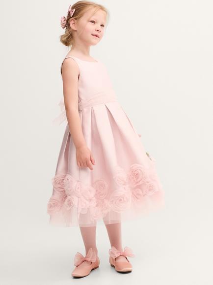 Monsoon Kids' Duchess Sleeveless 3D Rose Applique Dress, Dusky Pink, Dusky Pink