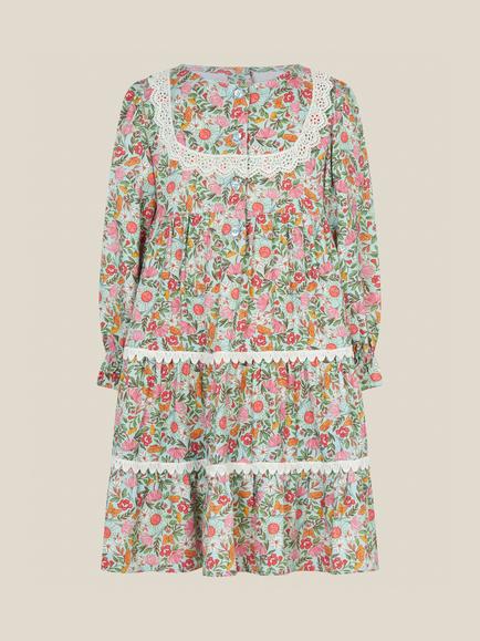 Monsoon Kids' Solstice Print Tiered Dress, Green - view 2, Green