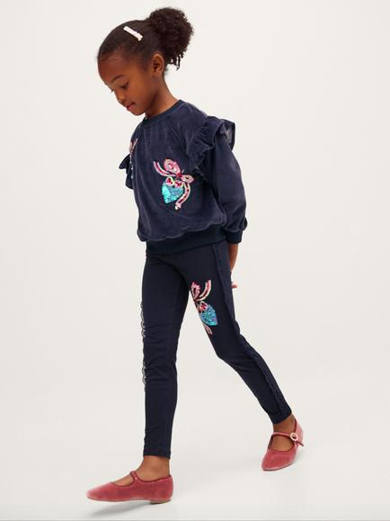 Monsoon Kids' Mon Cheri Sequin Jumper and Leggings Set, Navy, Navy