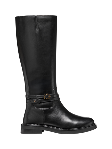 Geox Serilda Leather Knee High Boots, Black, Black