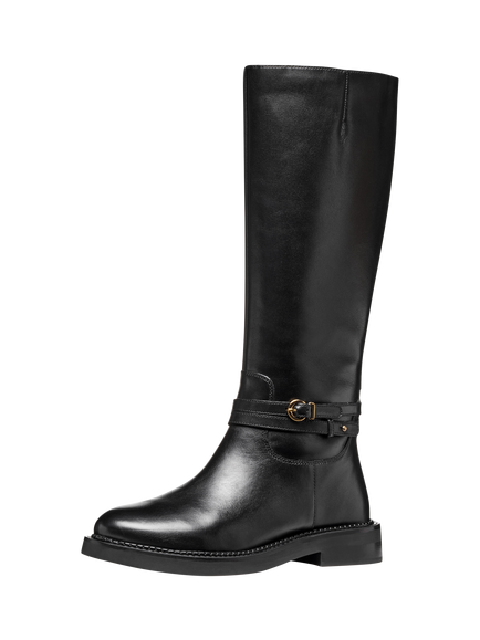 Geox Serilda Leather Knee High Boots, Black - view 2, Black